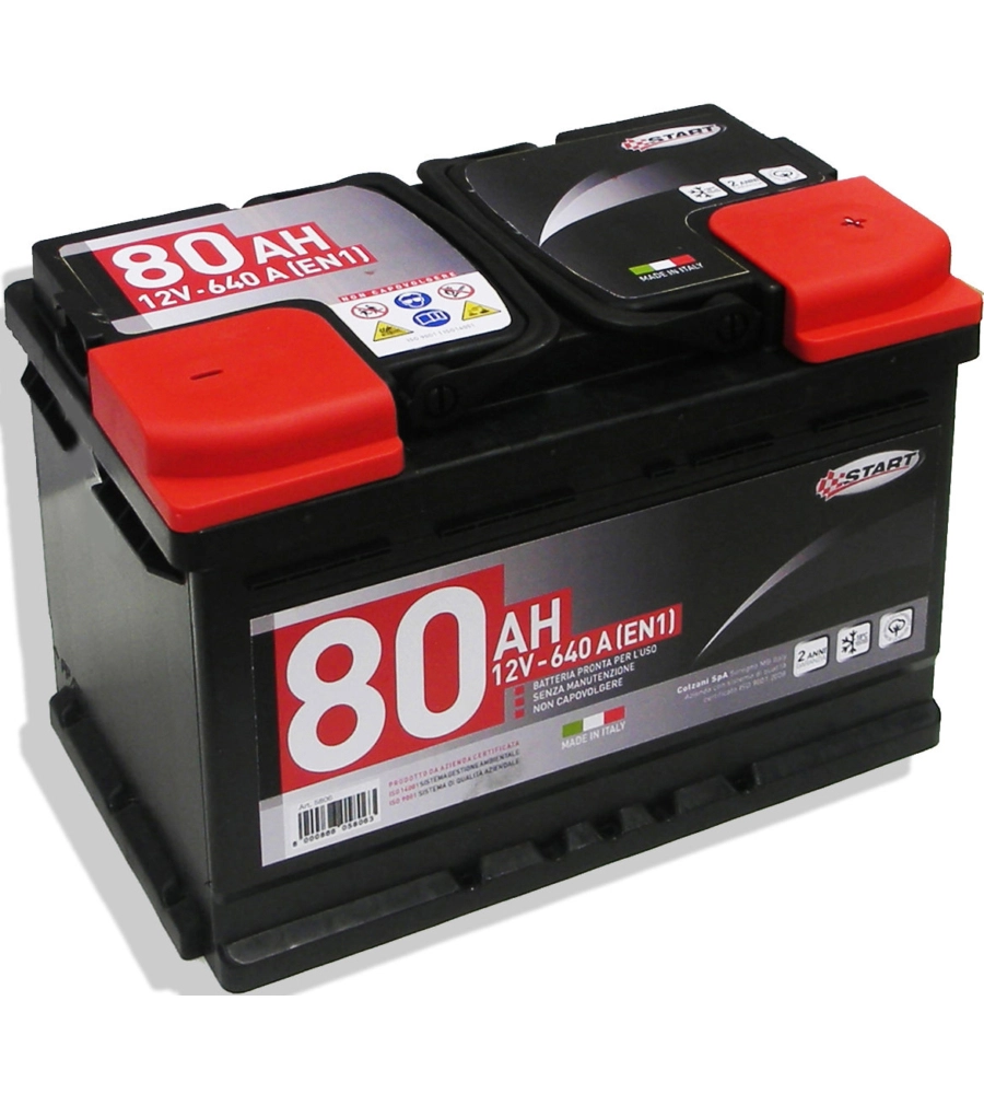 Batteria auto 80ah 12v640a polo positivo destro cassetta l3